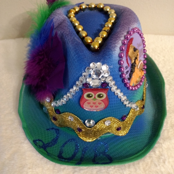 2018 Madi Gras Fedora Hat Madi Gras Colors Size Large 7.5" - Picture 10 of 11